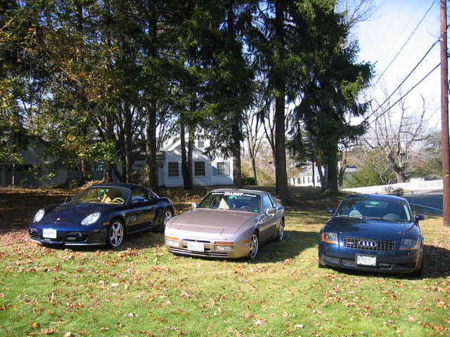 Phyllis Stibler and Norm L'Italien
Phyllis Stibler's 2007 Cayman S, 1988 944Turbo S, 2005 Audi TT quattro.
